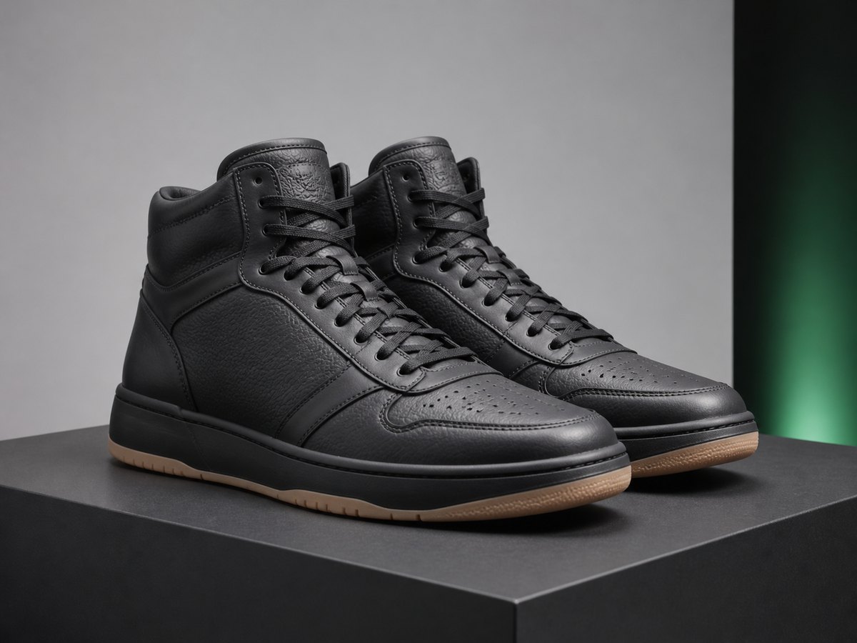 Par de sneakers urbanos de piel negra tipo high-top